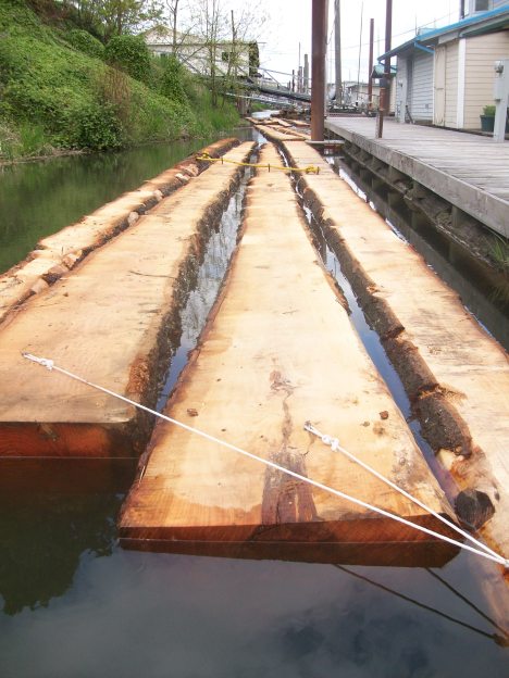 Trimmed logs for floating home float